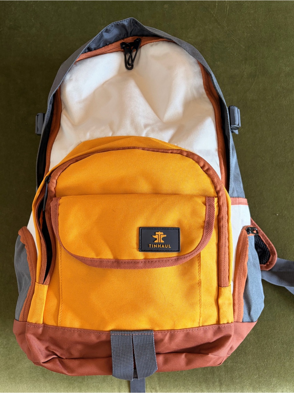 TINHAUL Vintage Style Travel Backpack Orange Gray Multicolor Laptop Daypack